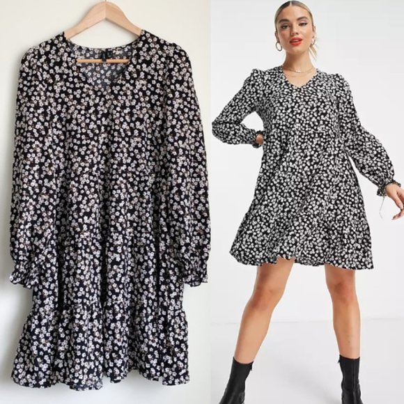 Vero Moda Floral Printed Long Sleeve Mini Dress - Picture 1 of 8